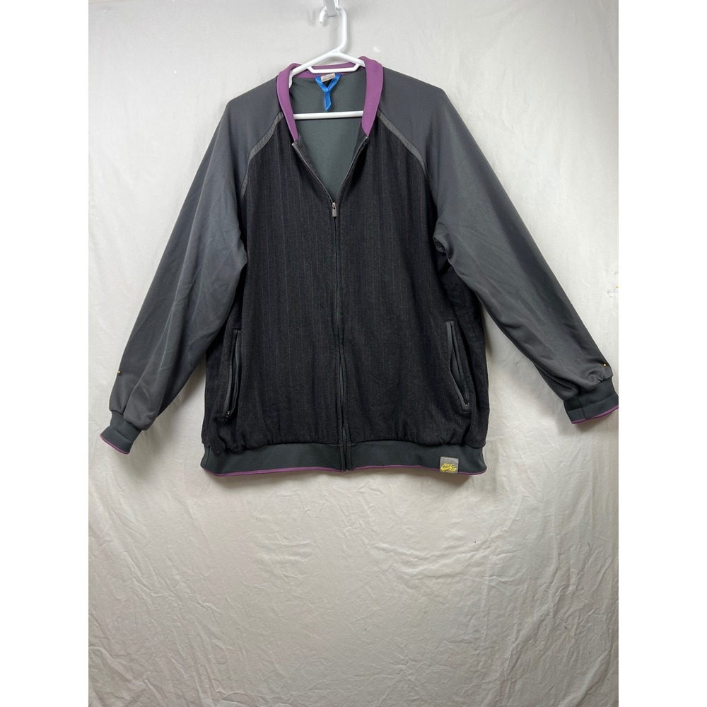 Nike BRS Products Track Jacket Mens 3XL Grey Purple Pinstripe Full Zip Vintage